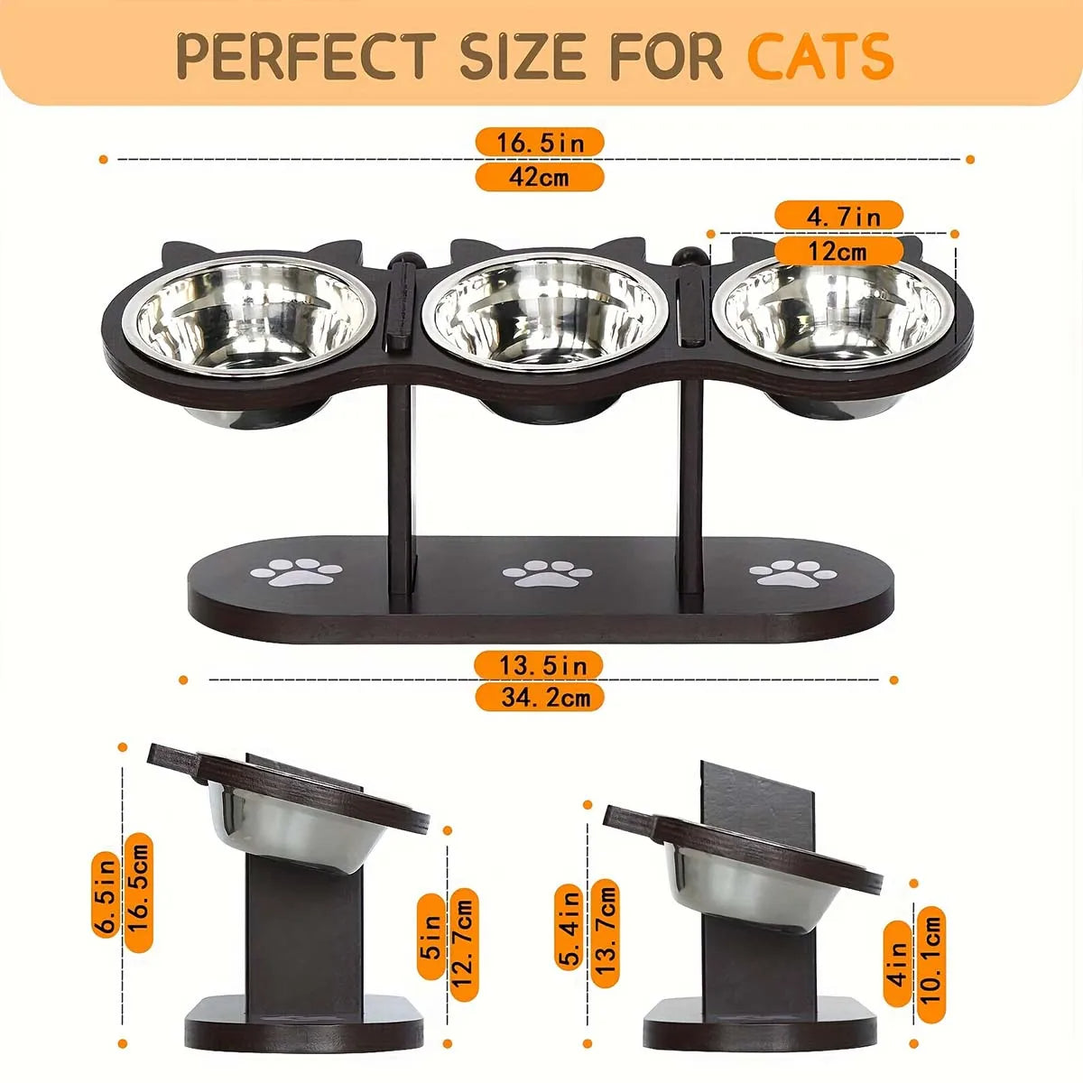 Elevated Cat Bowl with Stainless Dishes