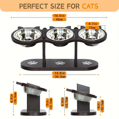 Elevated Cat Bowl with Stainless Dishes