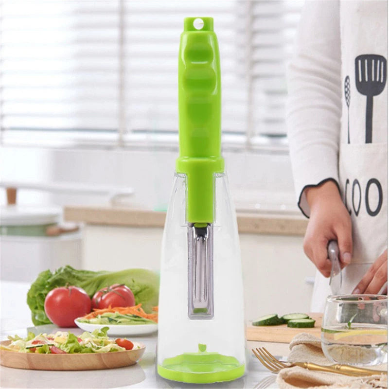 Apple and Vegetable Peeler with Storage Tube