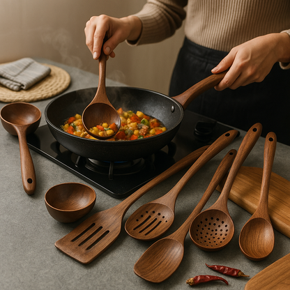 Natural Teak Wood Kitchen Set