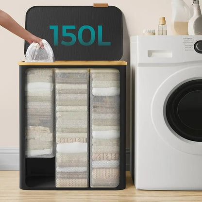Foldable Laundry Basket 2 Compartments
