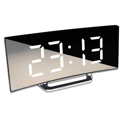 Curved LED Mirror Digital Alarm Clock