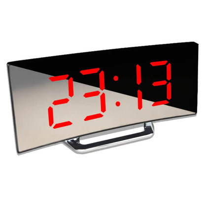 Curved LED Mirror Digital Alarm Clock