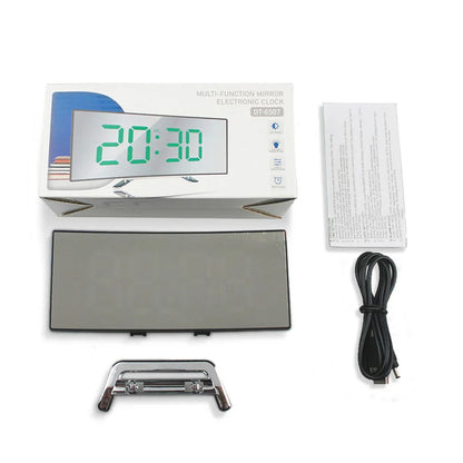 Curved LED Mirror Digital Alarm Clock
