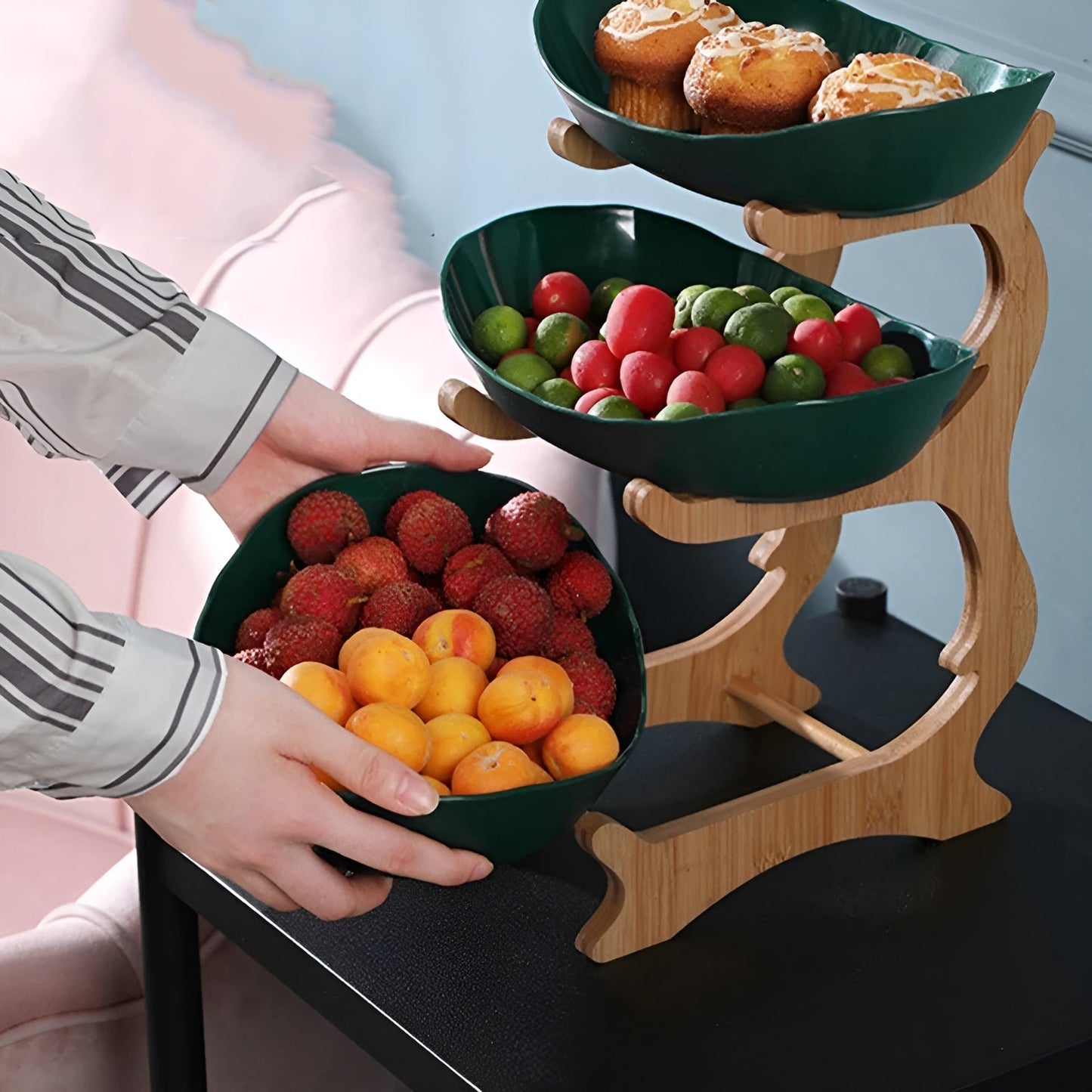 Multi-Tier Wooden Fruit Bowl
