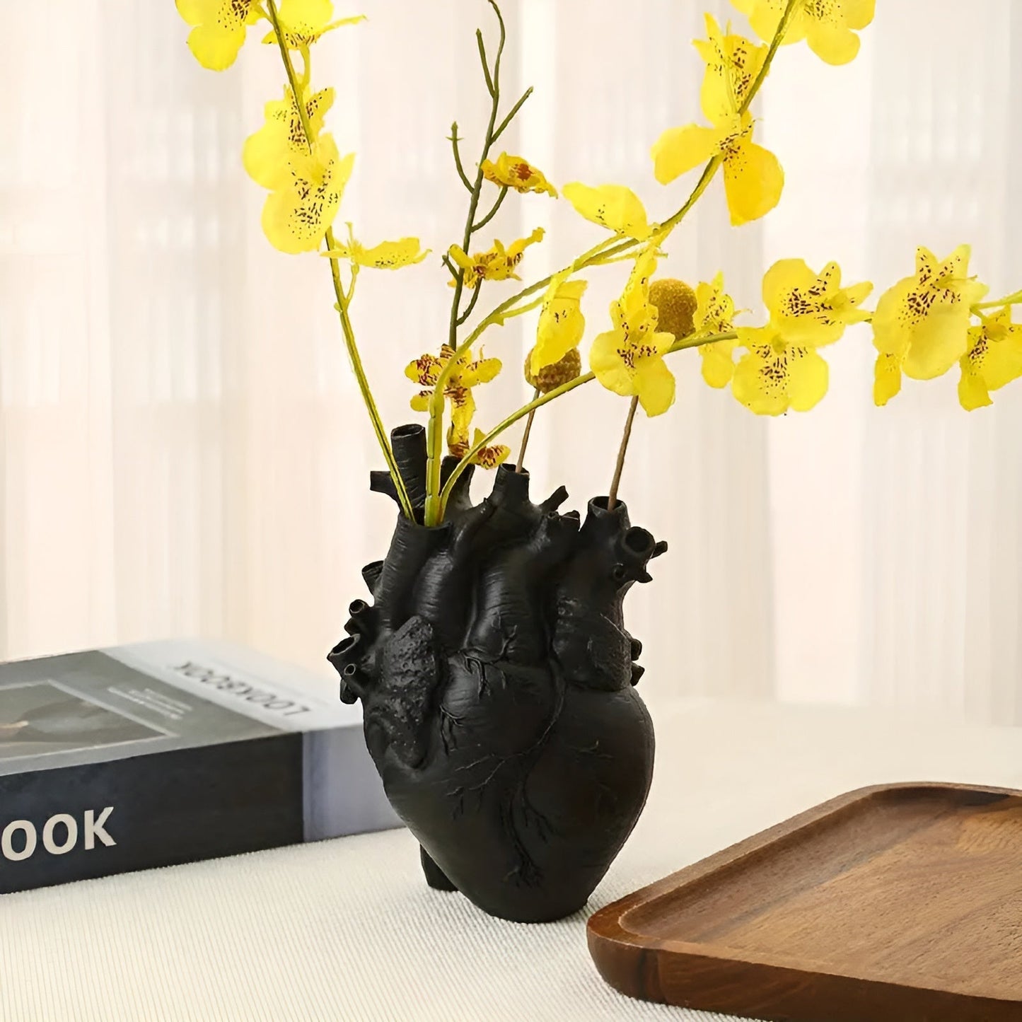 Bamboo and Wood Heart-Shaped Vase