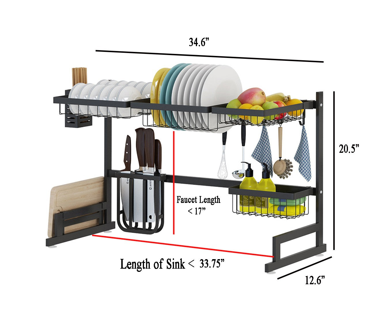 Over-Sink Stainless Steel Dish Drying Rack