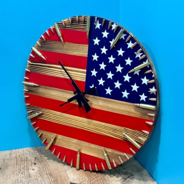 American Flag Patriotic Wall Clock