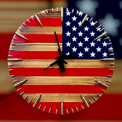 American Flag Patriotic Wall Clock