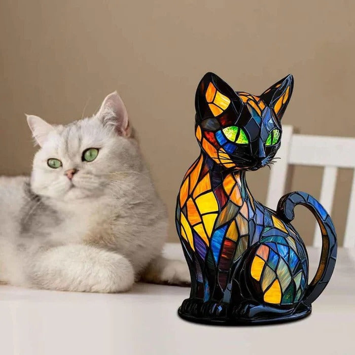 Stained Glass Cat Night Lamp