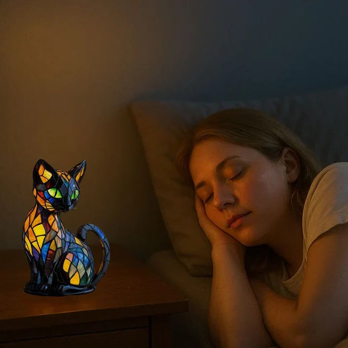 Stained Glass Cat Night Lamp