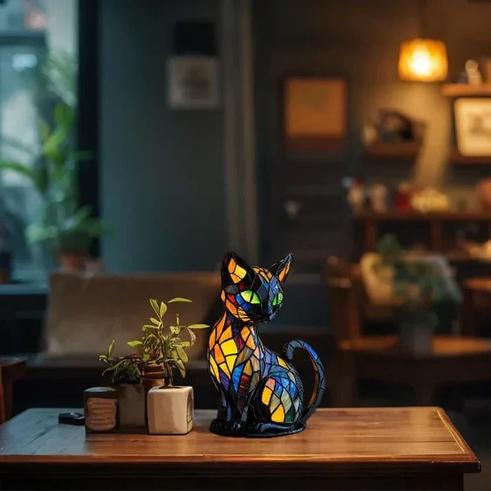Stained Glass Cat Night Lamp