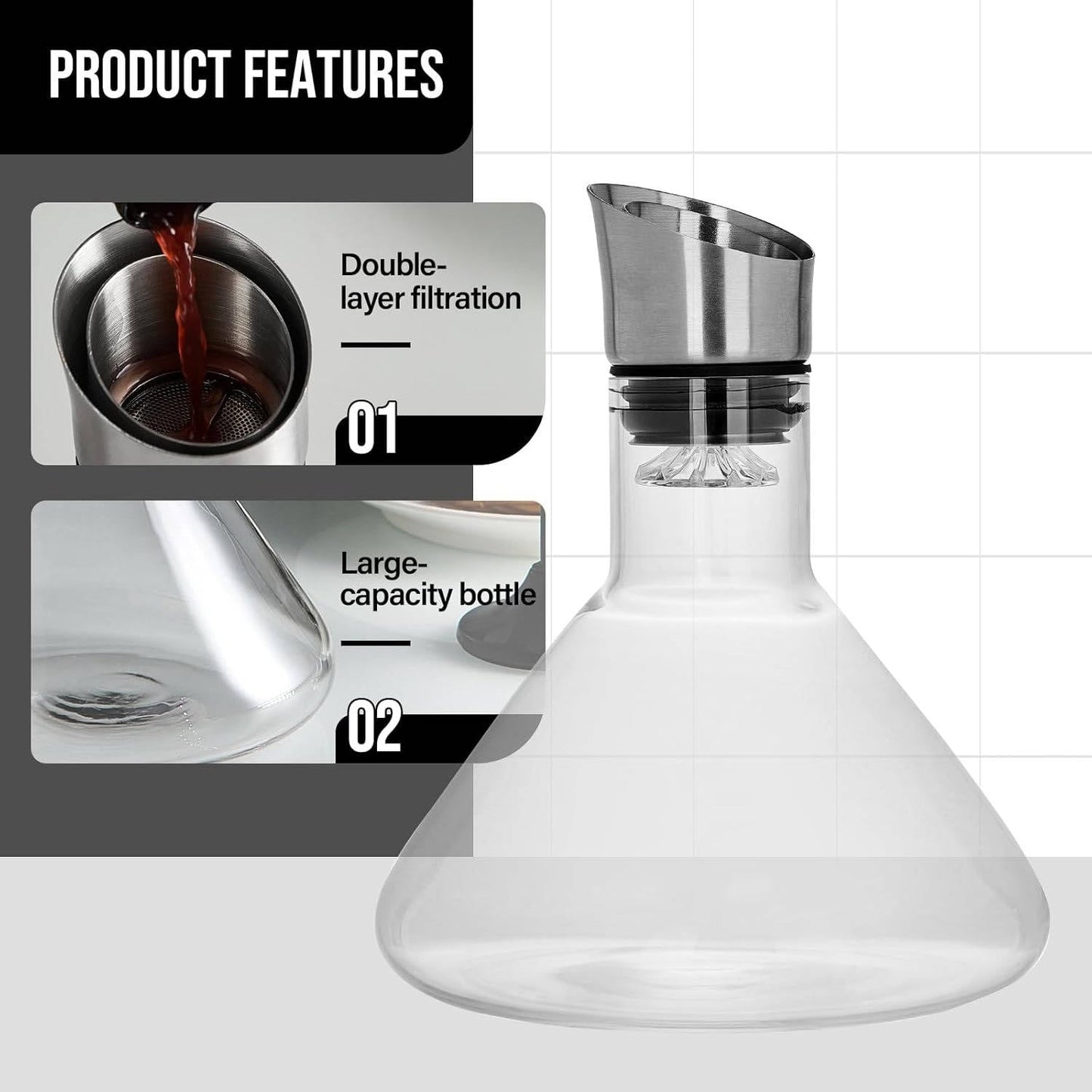 Crystal Glass Wine Decanter Carafe