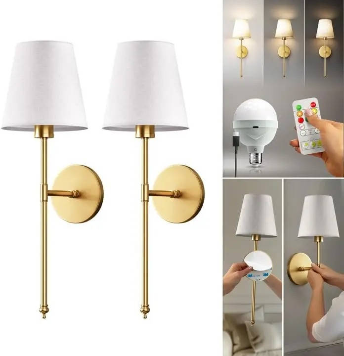 Battery Operated Wall Sconces Set